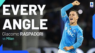 Raspadori strikes a masterful freekick  Every Angle  NapoliMilan  Serie A 202324 [upl. by Joly]