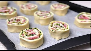 GIRELLE di PASTA SFOGLIA zucchine e prosciutto cotto IDEA APERITIVO Puff Pastry ans Zucchini Ideas [upl. by Anisirhc920]