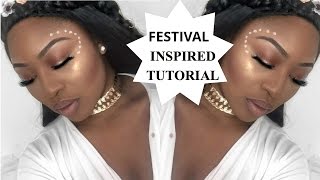 FESTIVAL MAKEUP  TRIBAL DOTS  METALLIC FLASH TATTOO [upl. by Kant668]