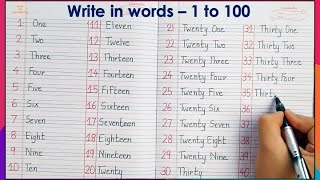 Write number names 1 to 100 in words  one to hundred spelling in English write spelling 1 to 100 [upl. by Yltsew]