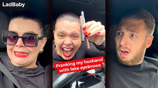 Pranking my Husband with fake eyebrows 🤣👀 [upl. by Pleione]