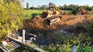 Amazing Heavy Old Komatsu Dozer Made In Japan Working Pushing Dirt Connect Road To Bridge Full 100 [upl. by Gervais]