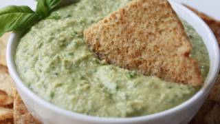 Green Hummus Recipe  Basil Garlic Hummus Spread or Dip Recipe [upl. by Adnolor97]