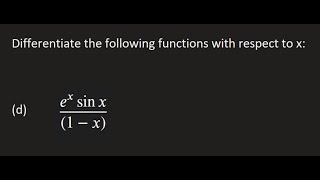 Differentatiate ex sinx 1x  Basic Differentiation Part 6  Calculus [upl. by Anirahs]