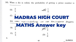 MADRAS HIGH COURT MATHS ANSWER KEY 2024 [upl. by Suertemed]