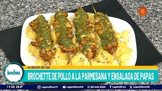 Brochette de pollo a la parmesana y ensalada de papas Recetas de Dante Enriquez [upl. by Aleuqahs]