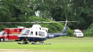 NYPD Aviation departs from Piermont NY after rescuing two stranded kayakers [upl. by Tager939]