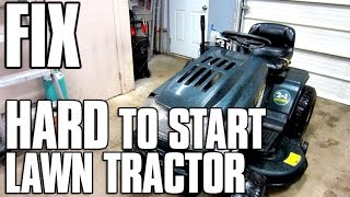 HOWTO FIX A HARD TO START Lawn Tractor with OHV Briggs Engine  MUST SEE [upl. by Ardnasak]