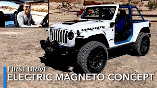 Driving Through Moab In The AllElectric SixSpeed Manual Jeep Wrangler Magneto Concept [upl. by Standice699]