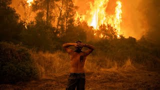 Hundreds on Greek island of Evia flee homes as wildfires continue to rage • FRANCE 24 English [upl. by Aicnom128]