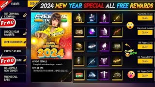 NEW YEAR SPECIAL FREE REWARDS 🤑😍 IN TELUGU  FF NEW YEAR EVENT  FF NEW YEAR REWARDS  FF NEW EVENTS [upl. by Crowe]