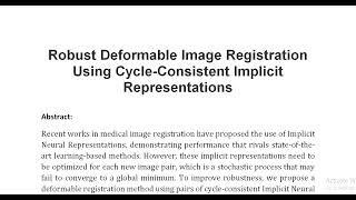 Robust Deformable Image Registration Using Cycle Consistent Implicit Representations [upl. by Ethelda32]