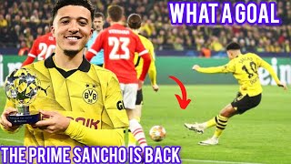 JADON SANCHO GOAL AND MAN OF THE MATCH PERFORMANCE AGAINST PSV IN CHAMPIONS LEAGUE [upl. by Liahcim]