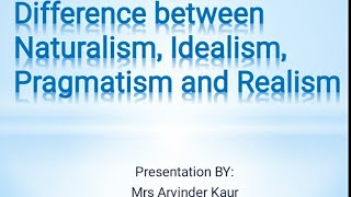 Difference between Naturalism idealism Pragmatism Realism KVS NVS BEd MEd UGC Net [upl. by Suirradal272]