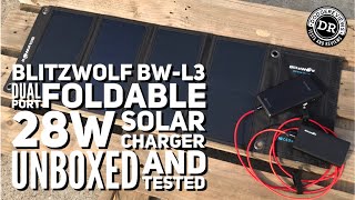 BlitzWolf BWL3 Dual Port Foldable 28W Solar Charger unboxed and tested [upl. by Notneb]