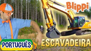 Blippi Português Visita uma Construção  aprender veículos de construção para crianças  Educativos [upl. by Llennoj800]