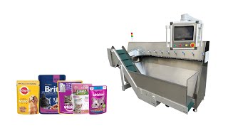 Full servo sachet sorter for stand up pouch pet food sorting doypack sorting machine [upl. by Aimit]