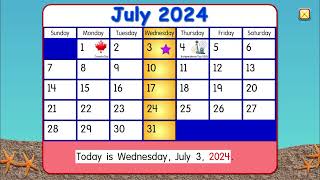 Starfall Calendar July 03 2024 [upl. by Ahseiyt]