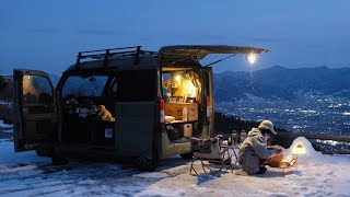 【車中泊の旅】標高700m。−5℃の雪山でソロキャンプCar camping [upl. by Artema]