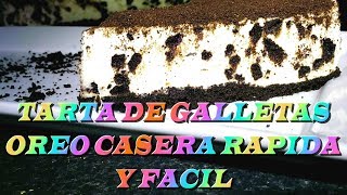 TARTA DE OREO SIN HORNO 🎂🍪🍰 cheesecake de galletas oreo con virutas de chocolate [upl. by Daryn]