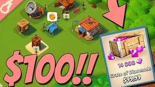 DROPPING 14000 Diamonds On A NEW Boom Beach Account Boom Beach Diamond Account [upl. by Wilder708]