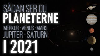 Planeterne i 2021 Sådan ser du planeterne Merkur Venus Mars Jupiter og Saturn på stjernehimlen [upl. by Esserac]