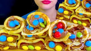 ASMR NUTELLA CHOCOLATE CREPE ROLLS MUKBANG EATING SOUNDS [upl. by Aldas]