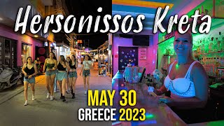 Hersonissos Crete nightlife walking tour 4k Kreta Greece 2023 [upl. by Massimiliano]