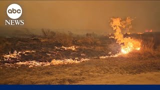 Wildfire emergency in Texas panhandle fueled by wind [upl. by Neelyk]