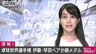 卓球世界選手権 伊藤・早田ペアが銅メダル獲得170605 [upl. by Ttirrej632]