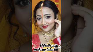 Step by step chhath Puja makeup tutorial chhathpujaviralvideo makeup shorts [upl. by Eissoj408]