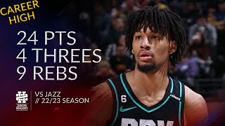 Shaedon Sharpe 24 pts 4 threes 9 rebs vs Jazz 2223 season [upl. by Vander]