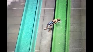 Boy flies from Dublins Emerald Plunge water slide [upl. by Nirb594]