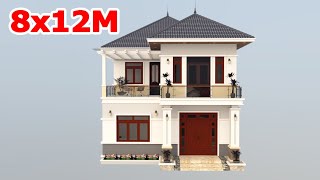 MẪU NHÀ ĐẸP  NHÀ 2 TẦNG MÁI NHẬT 8x12M 5 PHÒNG NGỦ HIỆN ĐẠI [upl. by Eirrehs]