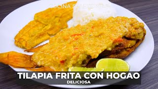 Como hacer Tilapia frita con hogao  Recetas fáciles [upl. by Bolten]