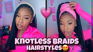 10 WAYS TO STYLE KNOTLESS BRAIDSBox braids 💗  Tymarrahgi ✨ [upl. by Chaddy]