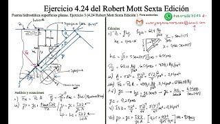 Fuerza hidrostática sobre superficies planas Ejercicio 3 424 Robert Mott Sexta Edición [upl. by Clare168]