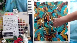 Oil painting abstract day 1 op13641 LIVE quotContemporary artquot [upl. by Rose561]