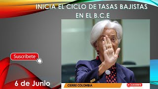 COMIENZA LA ETAPA DE BAJAS DE INTERÉS DE LOS BANCOS CENTRALES DEL MUNDO Cierre Colombia 6 Junio [upl. by Aiken]