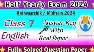 Class 7th English Paper Half Yearly 2024 Answer KeyModel Paper Exam Solved udaanworkbook [upl. by Zacek318]