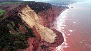 Sidmouth  East Devon  Sidmouth 2024 Landslide on Jacobs Ladder Beach [upl. by Nileuqcaj129]