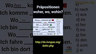 Woher wo oder wohin Akkusativ oder Dativ deutsch deutschlernen germanisht aus in nach Albanien [upl. by Aissej869]