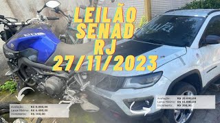 LEILÃO MOTOS E CARROS SENAD NO RIO DE JANEIRO em 27112023 EXCELENTES OPORTUNIDADES desc até 90 [upl. by Sessilu]