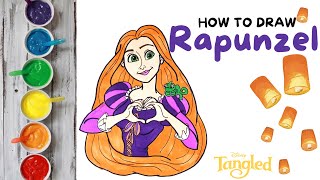 Draw Rapunzel from Tangled  Disney Princess  disney disneyjunior art viral tangled rapunzel [upl. by Atinnor]