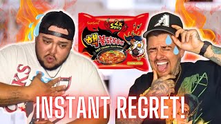 WE ATE THE WORLDS SPICIEST NOODLES  spicy trivia game [upl. by Dihahs]