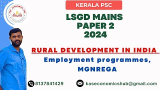 LSGD Mains Paper 2 Rural Development in India Employment Policies MGNREGA lsgd kpsc paper2 [upl. by Ashman]