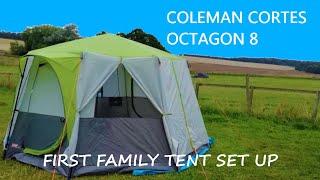 Family Camping in Yorkshire  First Set up with Coleman Cortes Octagon 8  Too big for moto camping [upl. by Aynas491]