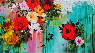 Tableau dArtiste Peintre  Peinture Fleurs Abstraites [upl. by Janis]