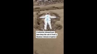 Russian scientist makes ‘ash angel’ after volcano erupts [upl. by Rases340]