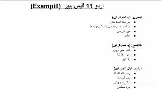 Class 11 Urdu Guess Paper for 2024 exam New [upl. by Lathan]